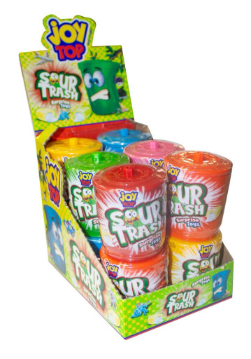 BONART JOYTOP SOUR TRASH CENTER FILLED CHEWY CANDY WITH SURPRISE TOY 8 GR ( 12 X 6 )