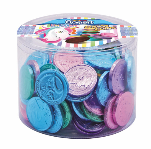 BONART UNICORN COIN COMP. CHOCOLATE PVC 500 G x 12