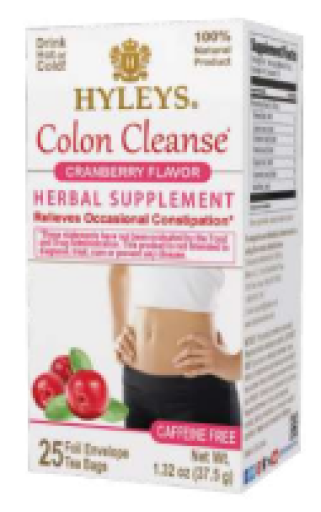 HYLEYS COLON CLEANSE TEA CRANBERRY FLAVOR X 12