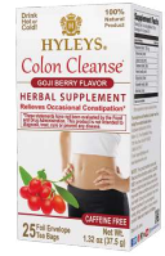 HYLEYS COLON CLEANSE TEA GOJI BERRY FLAVOR X 12