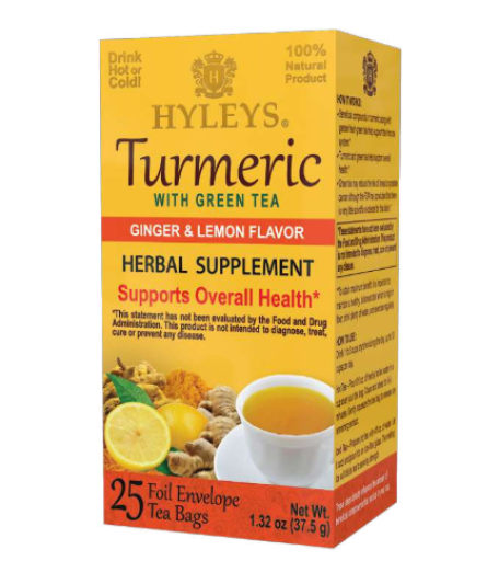 HYLEYS GREEN TEA WITH TURMERIC GINGER & LEMON FLAVOR X 12