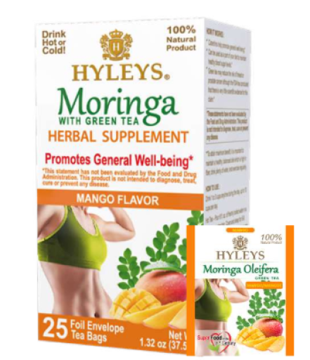 HYLEYS MORINGA OLEIFERA TEA WITH MANGO X 12