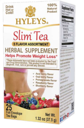 HYLEYS SLIM TEA 5 FLAVOR ASSORTMENT X 12
