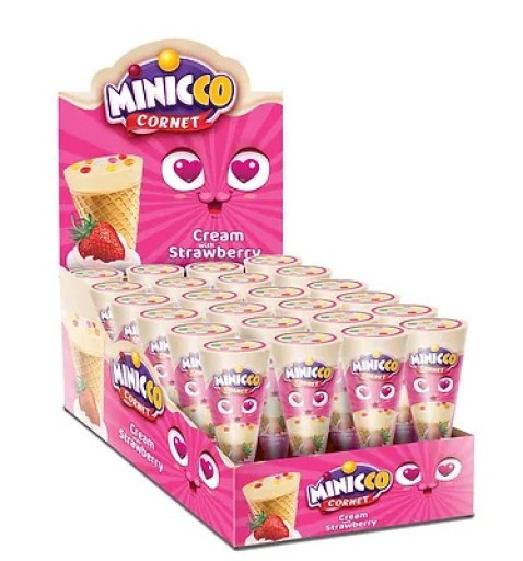 ANL MINICCO CORNET CHOCOLATE STRAWBERRY CREAM (25 GR X 24) X 4