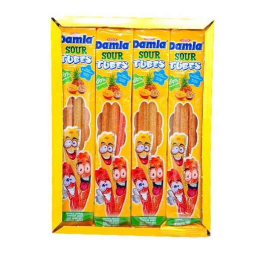 TAYAS DAMLA SOUR LICORICE TUBES TROPICAL PACK (35 GR X 24 PCS) X 8