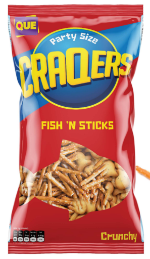 QUE FISH' N STICK SAVORY MIX CRACKER 250GR X 12