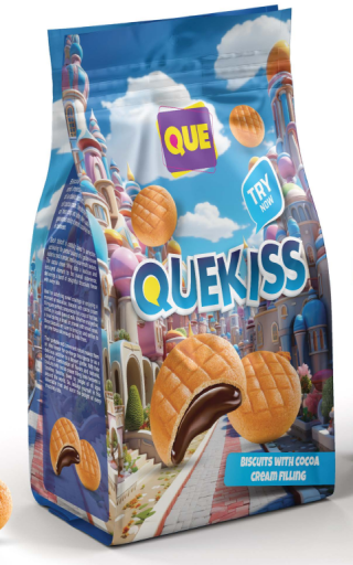 QUE QUEKISS COCOA CREAM FILLED BISCUIT 150 GR X 12
