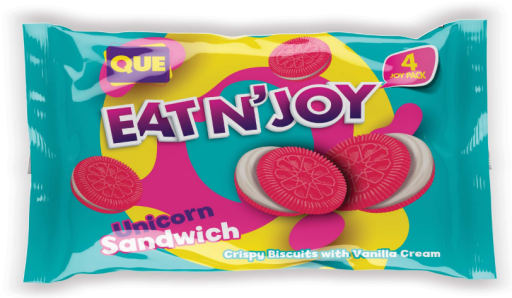 QUE EAT N'JOY UNICORN SANDWICH BISCUIT WITH VANILLA CREAM (56 GR X 4) X 20
