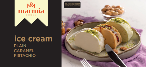 MARMIA ICE CREAM PLAIN & PISTACHIO & CARAMEL SLICED 500 G X 9