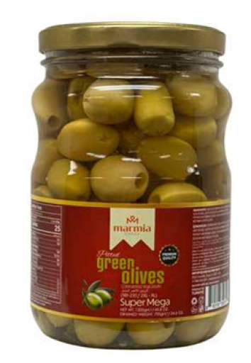 MARMIA PITTED GREEN OLIVES GLASS 700 GR X 6
