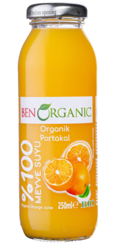 BEN ORGANIC ORANGE JUICE 250 ML X 12 PCS