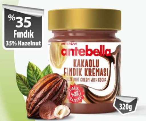 ANTEBELLA SPREADABLE COCOA HAZELNUT CREAM  (%35 HAZELNUT) 320 GR X 12