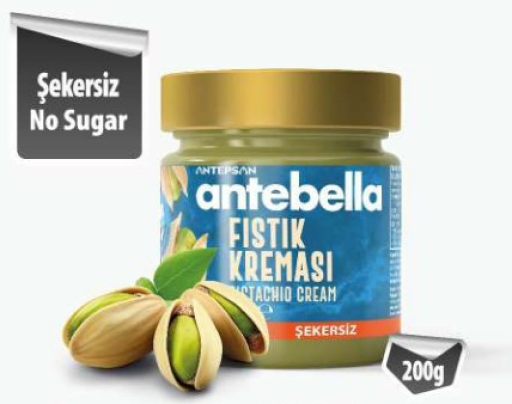 ANTEBELLA SPREADABLE PISTACHIO CREAM WITHOUT SUGAR 200 GR X 12 PCS