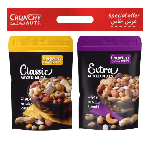 CRUNCHY NUTS VALUE PACK CLASSIC & EXTRA MIXED NUTS (250 GR X 2) X 12 PCS