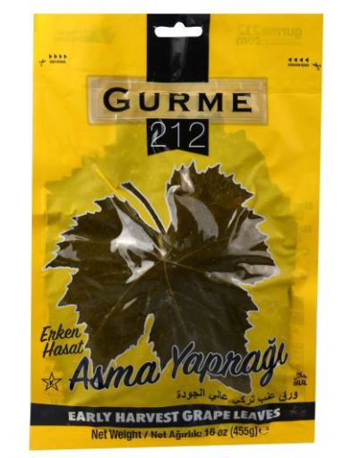 GURME 212 GRAPE LEAVES 1 LB POUCH 10 PCS