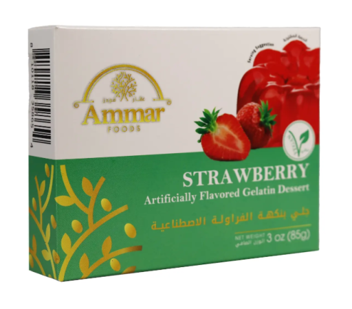 AMMAR STRAWBERRY VEGAN GELATIN DESSERT 85 GR X 24