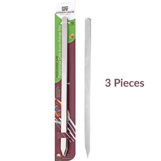 SKEWER FLAT FOR ADANA KEBAB 50 CM*18 MM 3 PCS SET