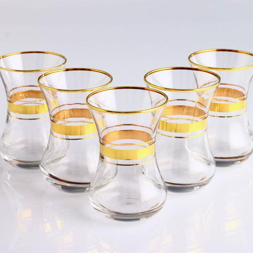 PASABAHCE TEA GLASS AIDA GOLD TRIM 160 CC (5.4 OZ) 6 PCS X 12
