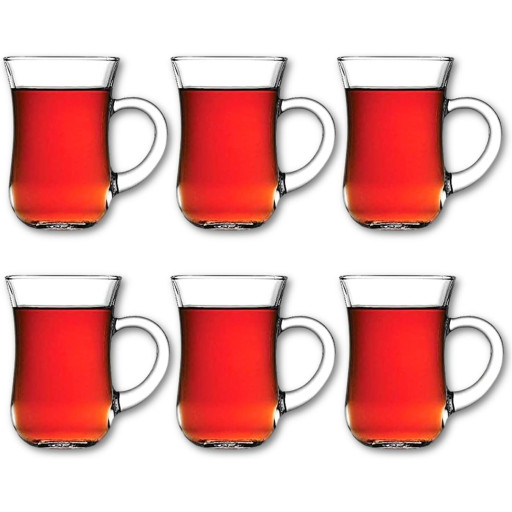 PASABAHCE TEA GLASS WITH HANDLE KEYIF 140 CC (4.7 OZ) 6 PCS X 8