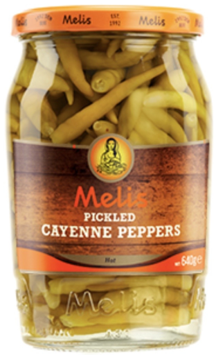 MELIS PICKLED HOT CAYENNE PEPPERS 720 ML X 12