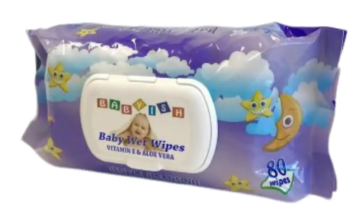 BABYISH WET TOWEL WIPES PURPLE 80 CT X 24