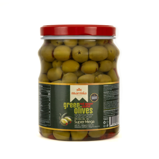 MARMIA RED PEPPER STUFFED GREEN OLIVES 700 GR X 6