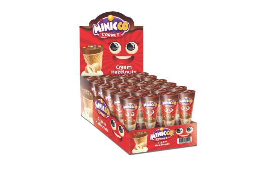 ANL MINICO CORNET CHOCOLATE HAZELNUT CREAM 25GR X 24 X 4